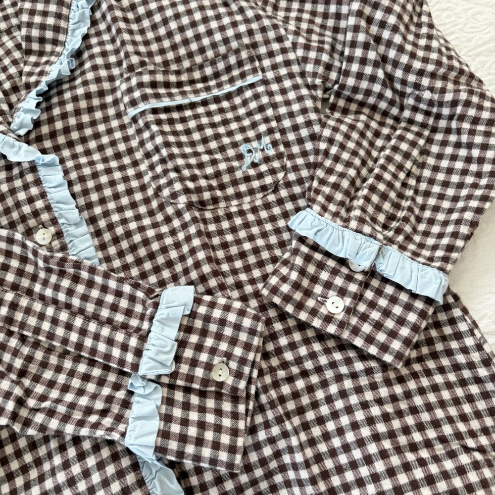 Damson Madder Antonia Organic Cotton Gingham Pyjamas Set Sz UK 8= US 4 - Picture 7 of 12